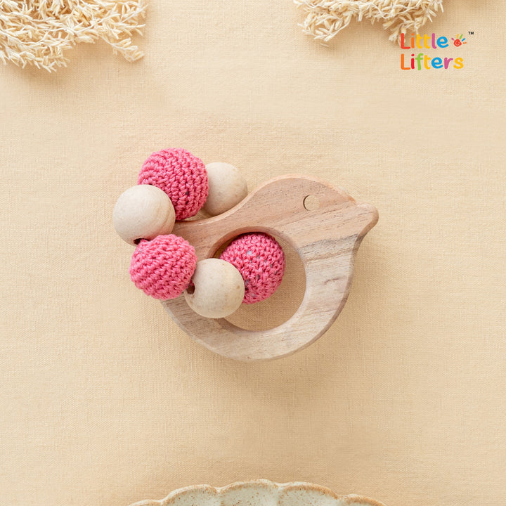 Bird Wooden & Crochet Teether