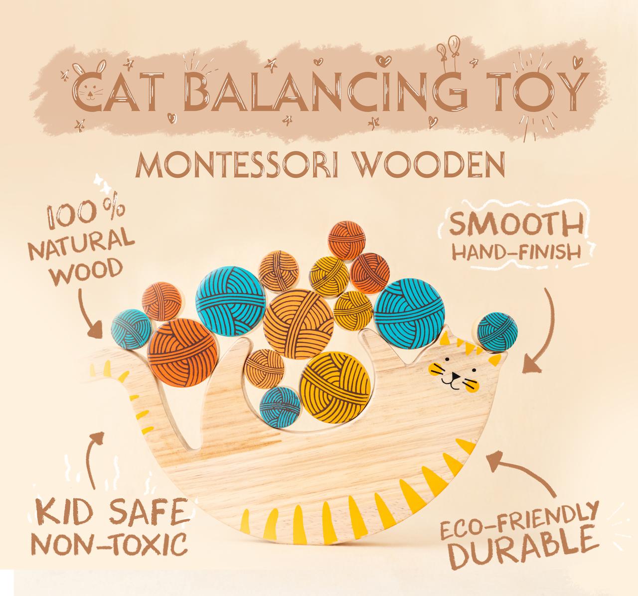Cat Balancing Toy – Montessori Wooden