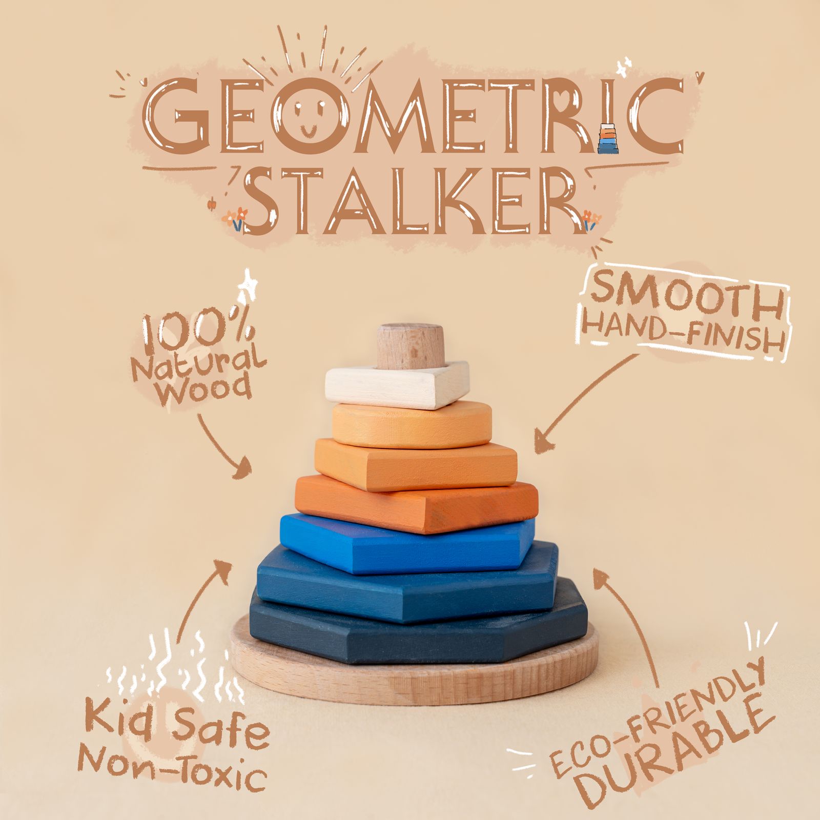 Wooden Geometric Stacker